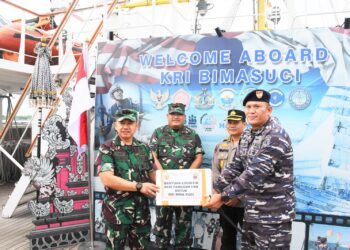 KRI Bima Suci Masuk Belawan, Disambut Danlantamal