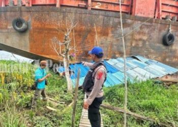 Tabrakan Tongkang Batubara di Barito Kuala, Rumah Warga Ikut Kesruduk